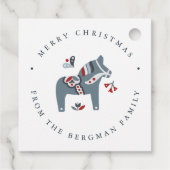 Dala Horse Scandinavian Folk Art Kerstmis Bedankjes Labels (Achterkant)