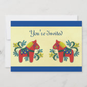 Dala Horse Scandinavian Party Invitation Kaart (Voorkant)