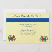 Dala Horse Scandinavian Party Invitation Kaart (Achterkant)