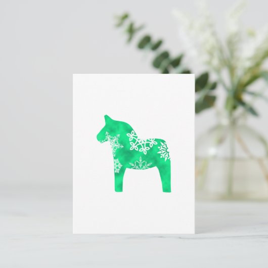 Dala Horse Snowflake Briefkaart (Staand voorkant)