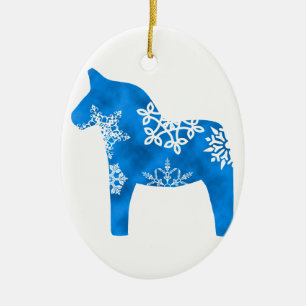 Dala Horse Snowflake Keramisch Ornament