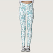 Dala Horse Swedish Blauwgroen and White Pattern Leggings (Voorkant)