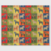 Dala Horse Swedish Folk Art Pattern Cadeaupapier (Vlak)