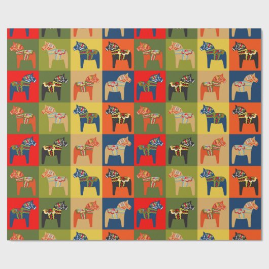  Dala Horse Swedish Folk Art Pattern Cadeaupapier (Vlak)