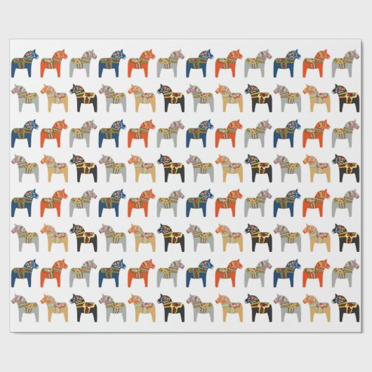 Dala Horse Swedish Folk Art Pattern Cadeaupapier (Vlak)