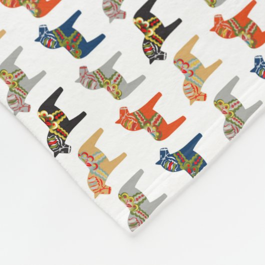 Dala Horse Swedish Folk Art Pattern Fleece Deken (Hoek)