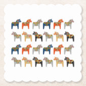 Dala Horse Swedish Folk Art Pattern Kartonnen Onderzetters (Voorkant)