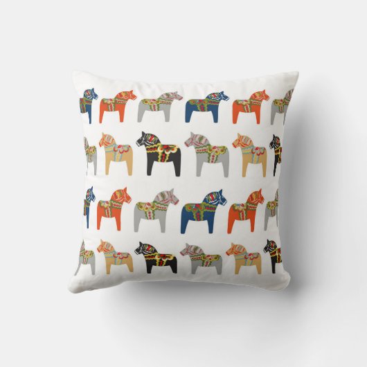 Dala Horse Swedish Folk Art Pattern Kussen (Achterkant)