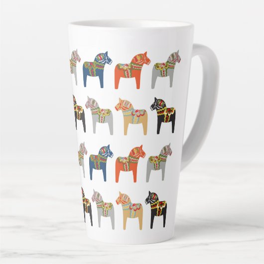 Dala Horse Swedish Folk Art Pattern Latte Mok (Rechterhoek)