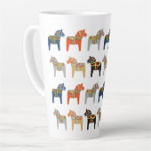Dala Horse Swedish Folk Art Pattern Latte Mok (Linkerhoek)