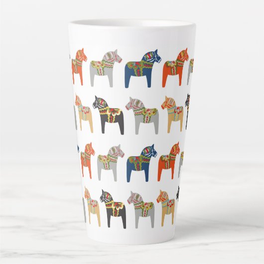 Dala Horse Swedish Folk Art Pattern Latte Mok (Voorkant)