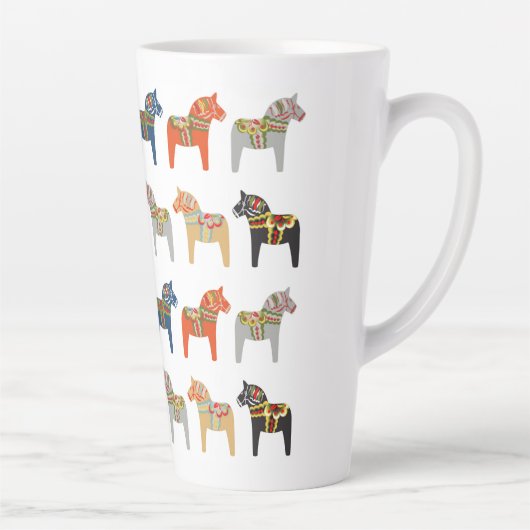 Dala Horse Swedish Folk Art Pattern Latte Mok (Rechts)
