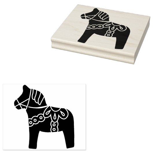 Dala Horse Swedish Folk Art Rubberstempel (Gestempeld)