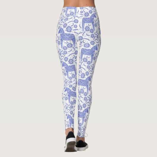 Dala Horse Swedish Indigo and White Pattern Leggings (Achterkant)