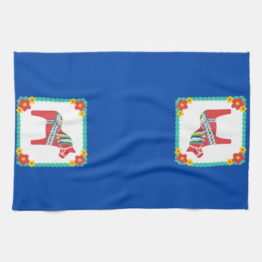Dala Horse Swedish Kitchen Towel Theedoek (Horizontaal)
