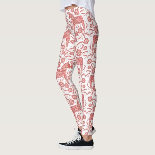 Dala Horse Swedish Red and White Pattern Leggings (Links)