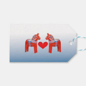 Dala Horse Twin Scandinavische volkskunst met hart Cadeaulabel (Voorkant (Horizontaal))