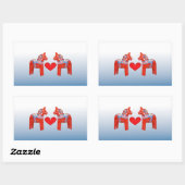 Dala Horse Twin Scandinavische volkskunst met hart Rechthoekige Sticker (Vel)