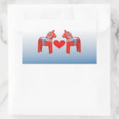 Dala Horse Twin Scandinavische volkskunst met hart Rechthoekige Sticker (Tas)