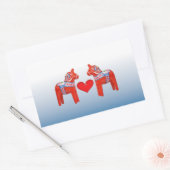 Dala Horse Twin Scandinavische volkskunst met hart Rechthoekige Sticker (Envelop)
