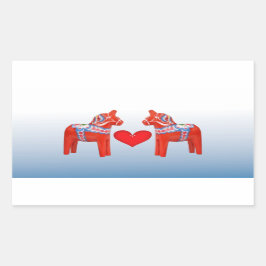 Dala Horse Twin Scandinavische volkskunst met hart Rechthoekige Sticker