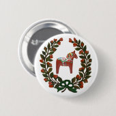 Dala Horse Wreath Ronde Button 5,7 Cm (Voorkant /achterkant)