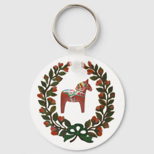 Dala Horse Wreath Sleutelhanger