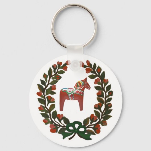Dala Horse Wreath Sleutelhanger (Voorkant)
