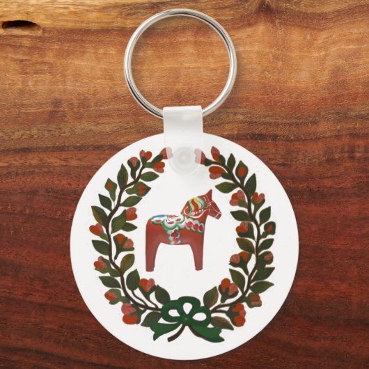 Dala Horse Wreath Sleutelhanger (Voorkant)