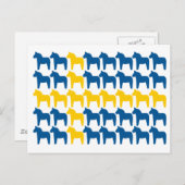 Dala Horse Zweden vlag Briefkaart (Voorkant / Achterkant)