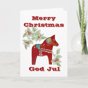 Dala Horse Zweedse kerstkaart Feestdagen Kaart