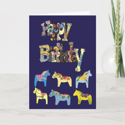 Dala Horses Birthday Kaart (Voorkant)