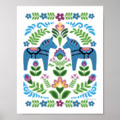 Dala Horses Blue Poster (Voorkant)
