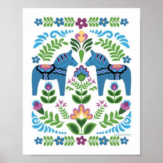 Dala Horses Blue Poster (Voorkant)
