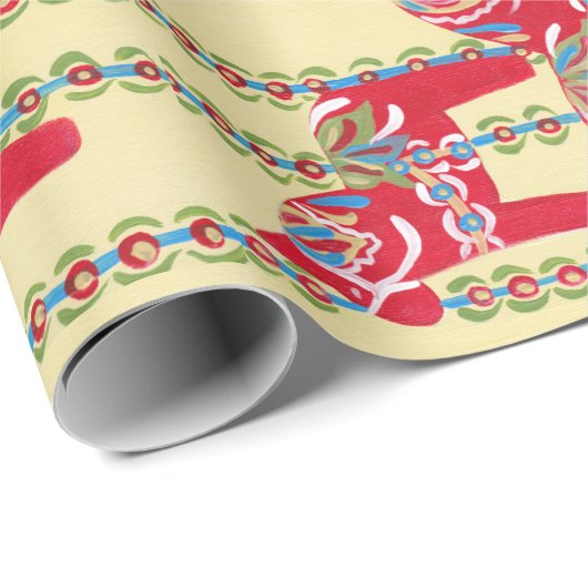 Dala Horses Cadeaupapier (Rol Hoek)