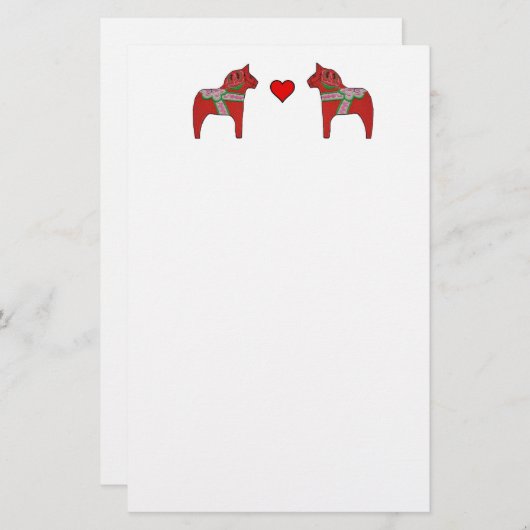 Dala Horses en Heart Briefpapier (Voorkant / Achterkant)