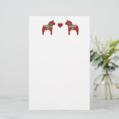 Dala Horses en Heart Briefpapier (Staand voorkant)