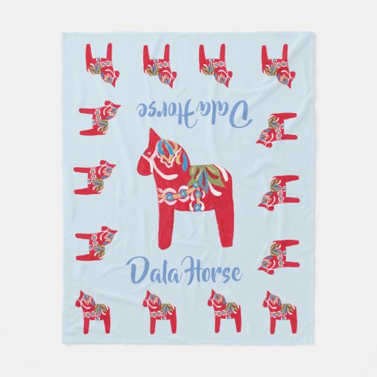 Dala Horses Fleece Deken (Voorkant)