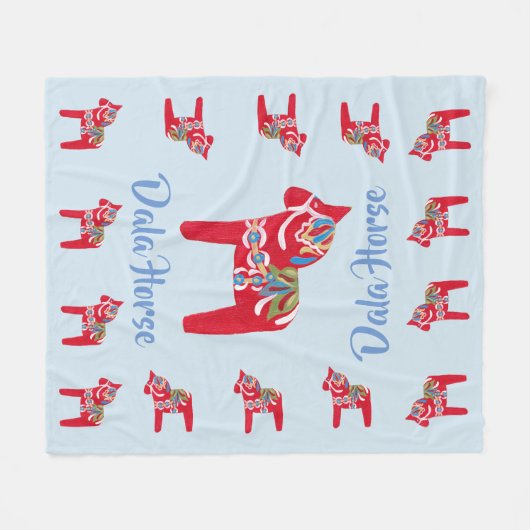 Dala Horses Fleece Deken (Voorkant (Horizontaal))