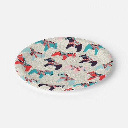 Dala Horses Paper Borden Papieren Bordje (Gekanteld)