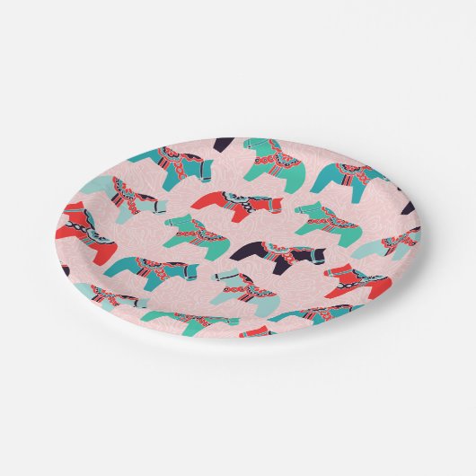 Dala Horses Paper Borden Papieren Bordje (Gekanteld)