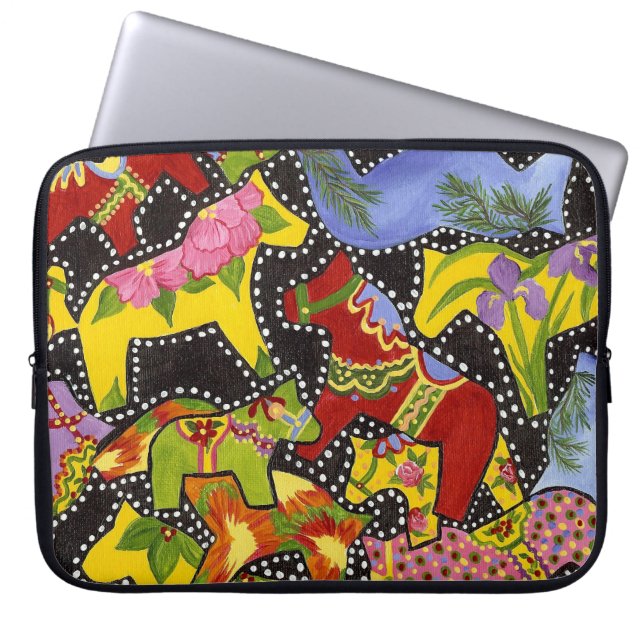 Dala Horses Rickshaw-laptophoes Laptop Sleeve (Voorkant)