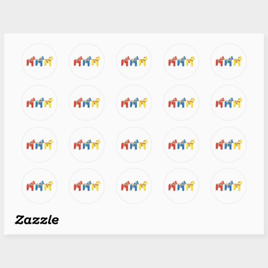 Dala Horses Ronde Sticker (Vel)