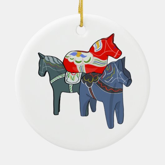 Dala Horses Square Keramisch Ornament (Achterkant)