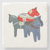 Dala Horses Square Stenen Onderzetter (Voorkant)
