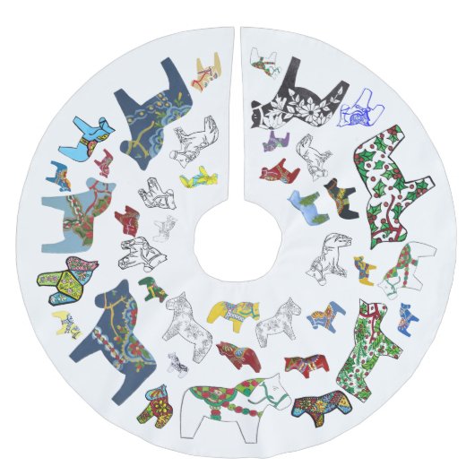 Dala Horses Tree Skirt Kerstboom Rok (Voorkant)