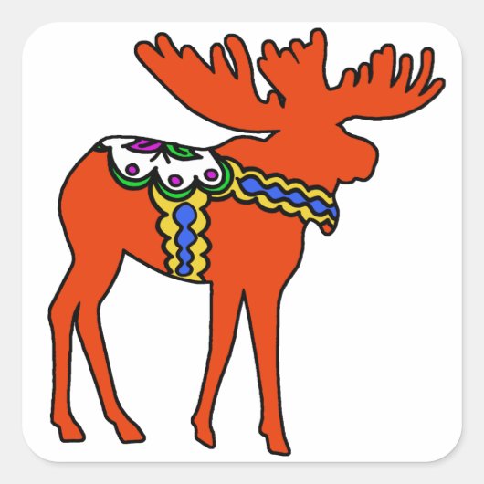 Dala Moose Vierkante Sticker (Voorkant)