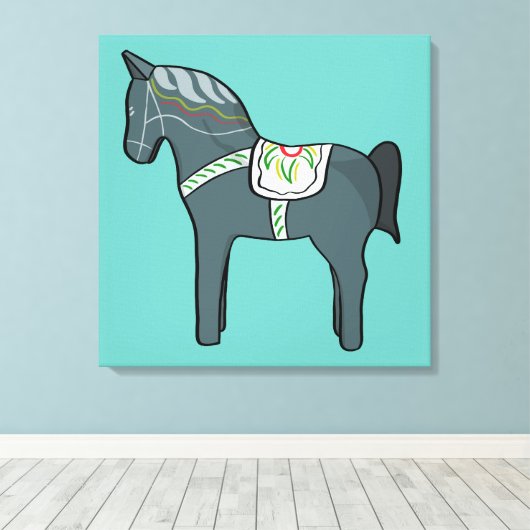 Dala-paard Canvas Afdruk (Insitu (Houten vloer))