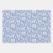 Dala Paard Collage Periwinkle Inpakpapier Vel (Voorkant)