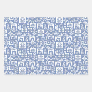 Dala Paard Collage Periwinkle Inpakpapier Vel